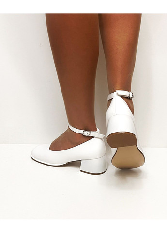 L&M Женские туфли эко кожа белые на каблуке с квадратным носком белый з искусственная кожа, — всесезон (351363051)