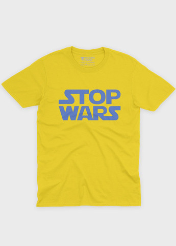 Желтая демисезонная футболка для девочки с патриотическим принтом stop war (ts001-3-sun-005-1-077-g) Modno