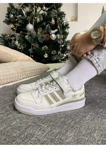 КРОССОВКИ ЖЕНСКИЕ ADIDAS FORUM LOW WHITE GREEN АДИДАС ФОРУМ No Brand серые демисезоны (369390281)