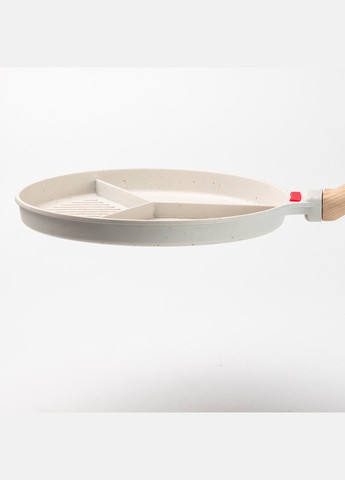 Сковорода гриль Ø 25 см на три секции с антипригарным покрытием круглая бежевая Breakfast (315636519)