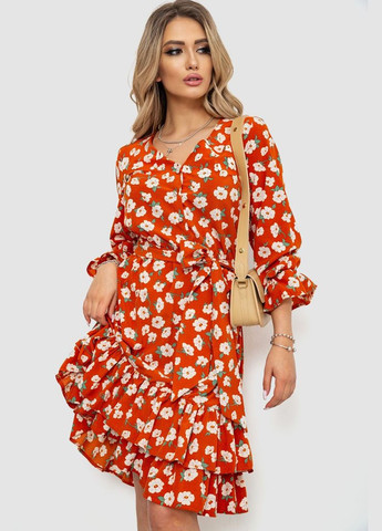 Теракотова сукня з квітковим принтом, колір теракотовий, Ager