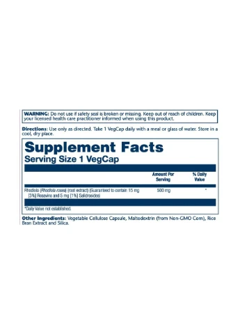 Super Rhodiola Root Extract 500mg - 60 vcaps Solaray (392265664)