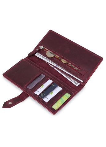 Женское матовое портмоне с монетницей на кнопке из кожи бордовое (sku_11561) No Brand (328218936)