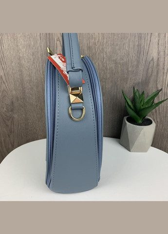 Модна жіноча сумочка рептилія з одним відділенням з еко-шкіри чорна блакитна лакова (sku_932Г) No Brand (330576356)