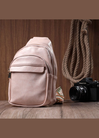 Компактна жіноча сумка з однією лямкою через плече з гладкої екошкіри 22766 Рожевий Vintage (304533799)