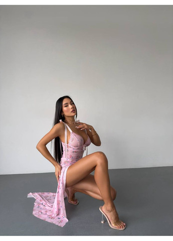 Ніжний довгий пеньюар з квітковим принтом No Brand (371773713)