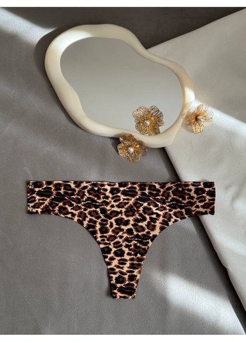 Бесшовные трусики стринги леопардовые комплект 3 штуки принт леопард женские трусики-стринги трусы набор стрингов для девочек No Brand Стрінги (372041633)