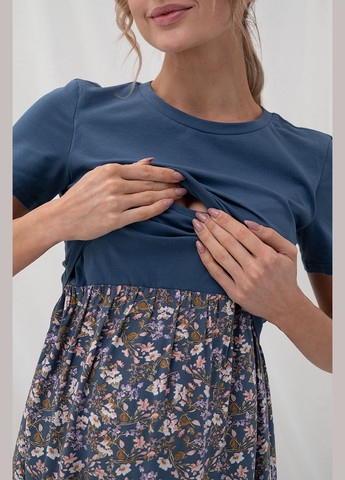 Синее синее платье для беременных и кормящих с секретом кормления Юла мама