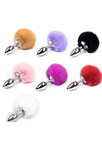 Металлическая анальная пробка Кроличий хвостик коричневый No Brand (316696793)