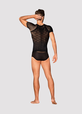 Чорний демісезонний чоловіча напівпрозора футболка з орнаментом t102 t-shirt, чорна Obsessive