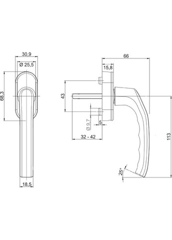 Оконная ручка Sttutgart Secustik Hoppe Stuttgart (338256038)
