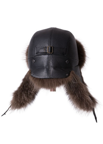 Меховая шапка ушанка из натурального меха енота и натуральной кожи Меховой Стиль Ушанка (356676089)