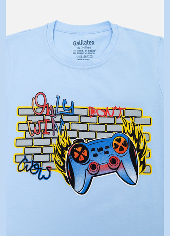 Блакитна літня футболка для хлопчика колір блакитний цб-00223100 Galilatex