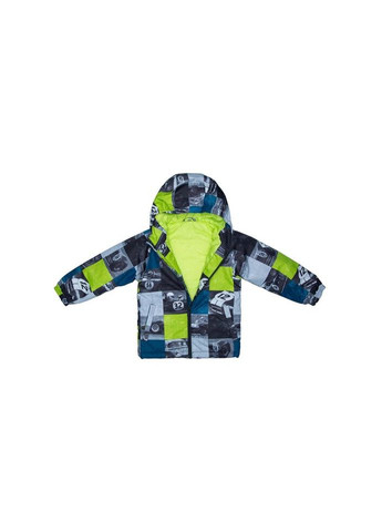 Комбинированный демисезонный комплект верхней одежды rex 45080014 лайм с принтом/тёмно-серый 110 (4741468877631) Huppa