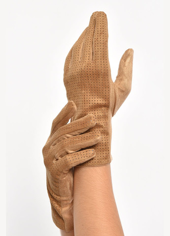 Перчатки женские текстильные сенсорные горчичного цвета Let's Shop (302661392)