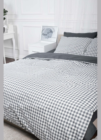 Комплект постельного белья семейный 160х220х2 наволочки 4х50х70 Ranforce Elite (MS-820000033) Moon&Star Gray Square (284416209)