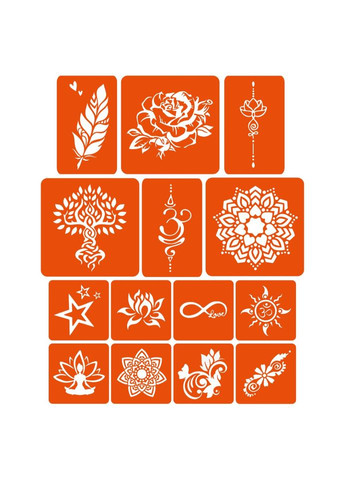 Набор хны с трафаретами для био-тату №4 henna-set-04 Fresh Tattoo (364958250)