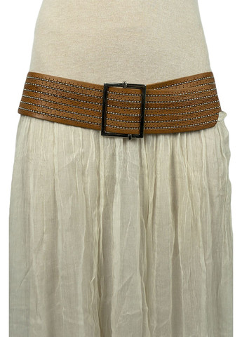 Широкий жіночий шкіряний пояс Темно-бежевий Manufac (363261821)