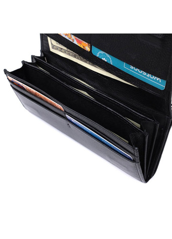 Добротне жіноче портмоне з кишенею для монет із натуральної шкіри 22691 Чорний st leather (298570678)