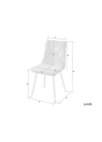Стілець Mark Чорний каркас / Димчасто-сірий велюр Intarsio (372178481)