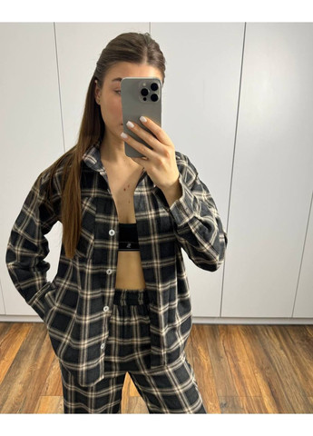 Чорна всесезон жіноча піжама сорочка + брюки No Brand