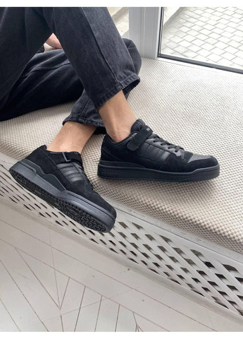 Черные демисезонные кроссовки мужские adidas forum low full black адидас форум No Brand