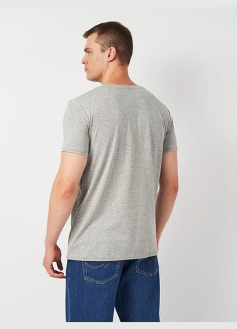 Світло-сіра футболка чоловіча полегшена з трикутним воротом з коротким рукавом Роза