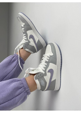 Серые демисезонные кроссовки мужские nike air jordan 1 retro mid grey violet найк аир джордан No Brand