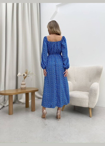 Синее повседневный женское платье в цветочек софт принт No Brand с цветочным принтом