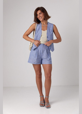 Жіночий літній костюм з шортами та жилетом у смужку Lurex (296889436)
