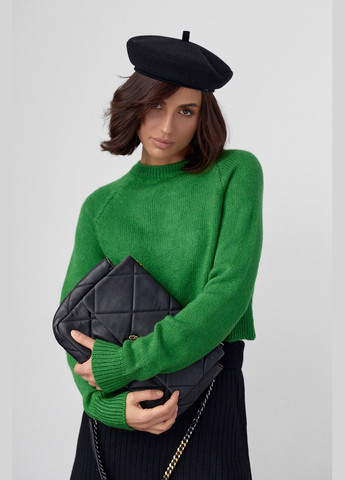 Зеленый демисезонный женский вязаный джемпер с рукавами-регланами 01008 джемпер Lurex