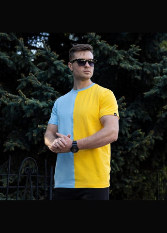 Сине-желтая стильная двухцветная футболка с коротким рукавом Vakko