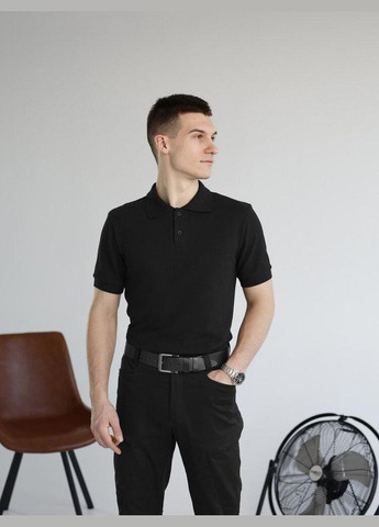 Чоловіче літнє поло однотонне чорне No Brand (346085304)