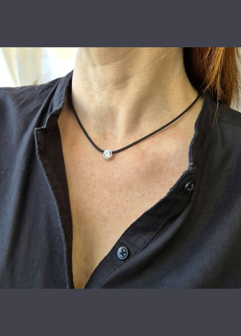 Серебряная подвеска Камень на шелковом шнурке 40 см Чокер Серебро 925 пробы 42009 2.10г No Brand (339864519)