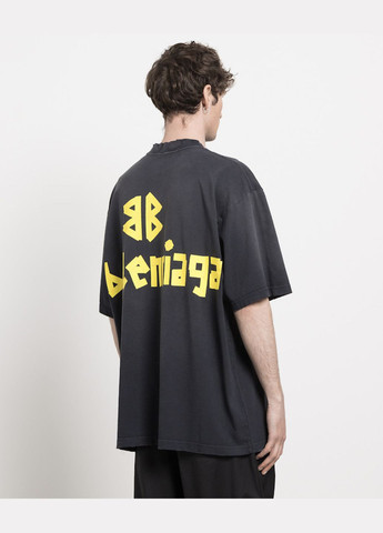 Чоловіча футболка Balenciaga Oversized Сірий No Brand Tape Type cotton T-shirt (296734393)
