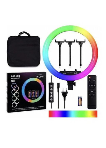 Кільцева лампа кольорова світлодіодна RGB 38 см LED MJ38 з пультом для селфі, блогерів, фото Ring Light (302890696)