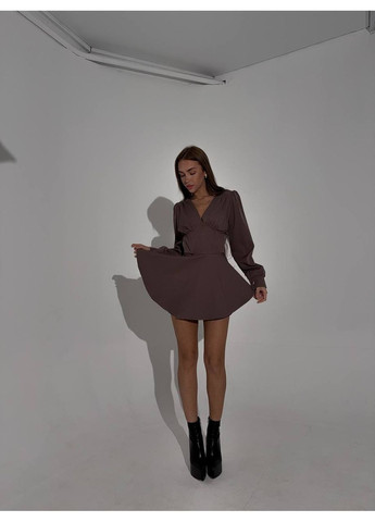 Коричнева сукня-комбінезон з імітацією корсета No Brand