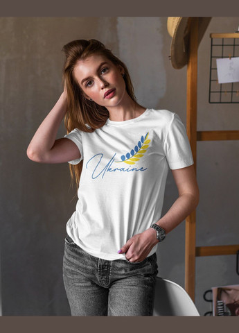 Белая летняя женская патриотическая футболка ukraine черная 44 Mishe 240014