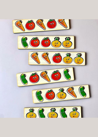 Дерев'яна настільна гра "Овочі -2" (ПСД008) PSD008 сортер-комодик Ubumblebees (302385717)