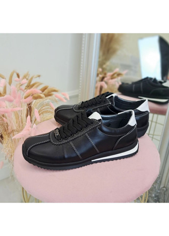 Кроссовки кожаные женские на шнуровке. Цвет черный,. 37 размер Vasha para белые (353828513)