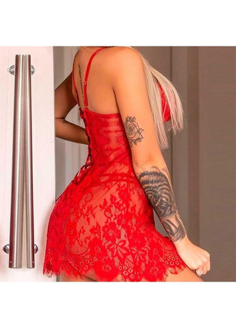 Пеньюар с розой из цветочного кружева S-M Красный No Brand (368891922)