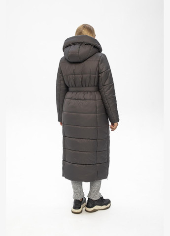 Серая зимняя куртка-пальто с капюшоном женское "агата" MioRichi