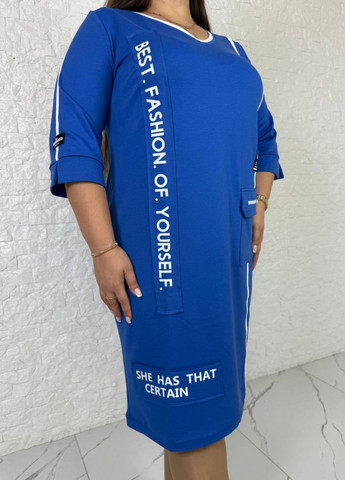 Синее повседневный изысканное повседневное меди платье с накатом и лампасами Tik-Tak с надписью
