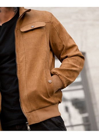 Кофейная демисезонная бомбер замшевый camel No Brand