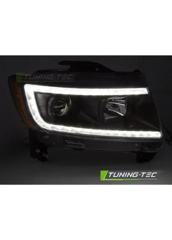 Передние фары Jeep Grand Cherokee (2011-2013) черные с линзами и диодами (ЦЕНА ЗА ПАРУ) Tuning-Tec Grand Grand-Cherokee (398175541)