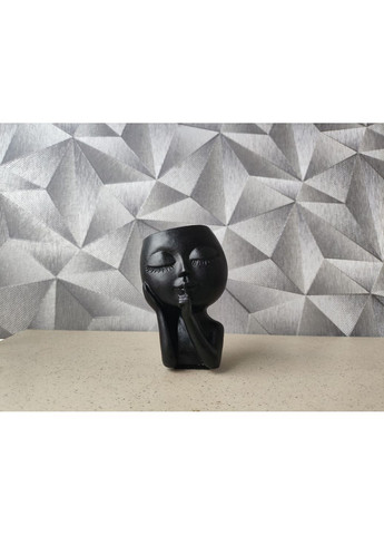 Декоративная ваза кашпо для сухоцветов Черное лицо гипсовое 10 см Handmade (372970609)
