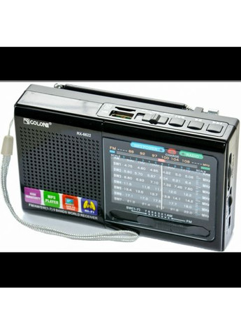 Радіоприймач колонка з FM FM MicroSD Golon RX-6622 на акумуляторі Чорний MDR No Brand (371794393)