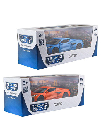 Автомодель - Chevrolet Corvette Z06 2023 (оранжевый, светло-голубой) TechnoDrive (342752915)