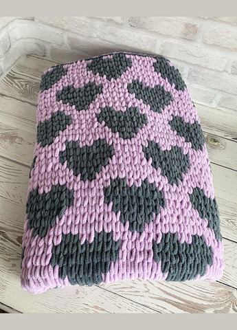 Теплый вязаный плед покрывало в детскую кровать тележку с сердечками двухсторонний S=85х95 см подарок новорожденному No Brand (369505257)