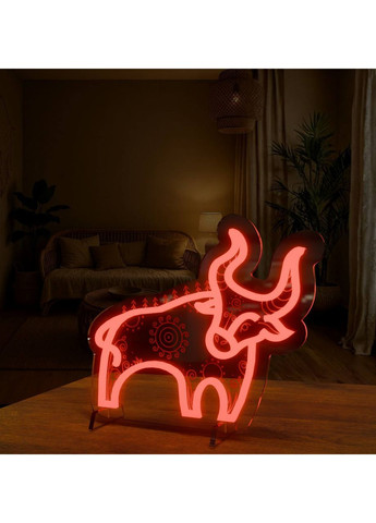 Неоновый ночник Бык. Сила Предков Оранжевый 32×27 см NeonChic (367729350)